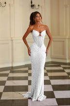 Chic Strapless Sleeveless Long Mermaid Prom Dress With Beading WQ0278