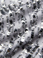 Silver Gray Buckle Sequin Sweetheart Neckline Long Sleeve Sheath Maxi Dress