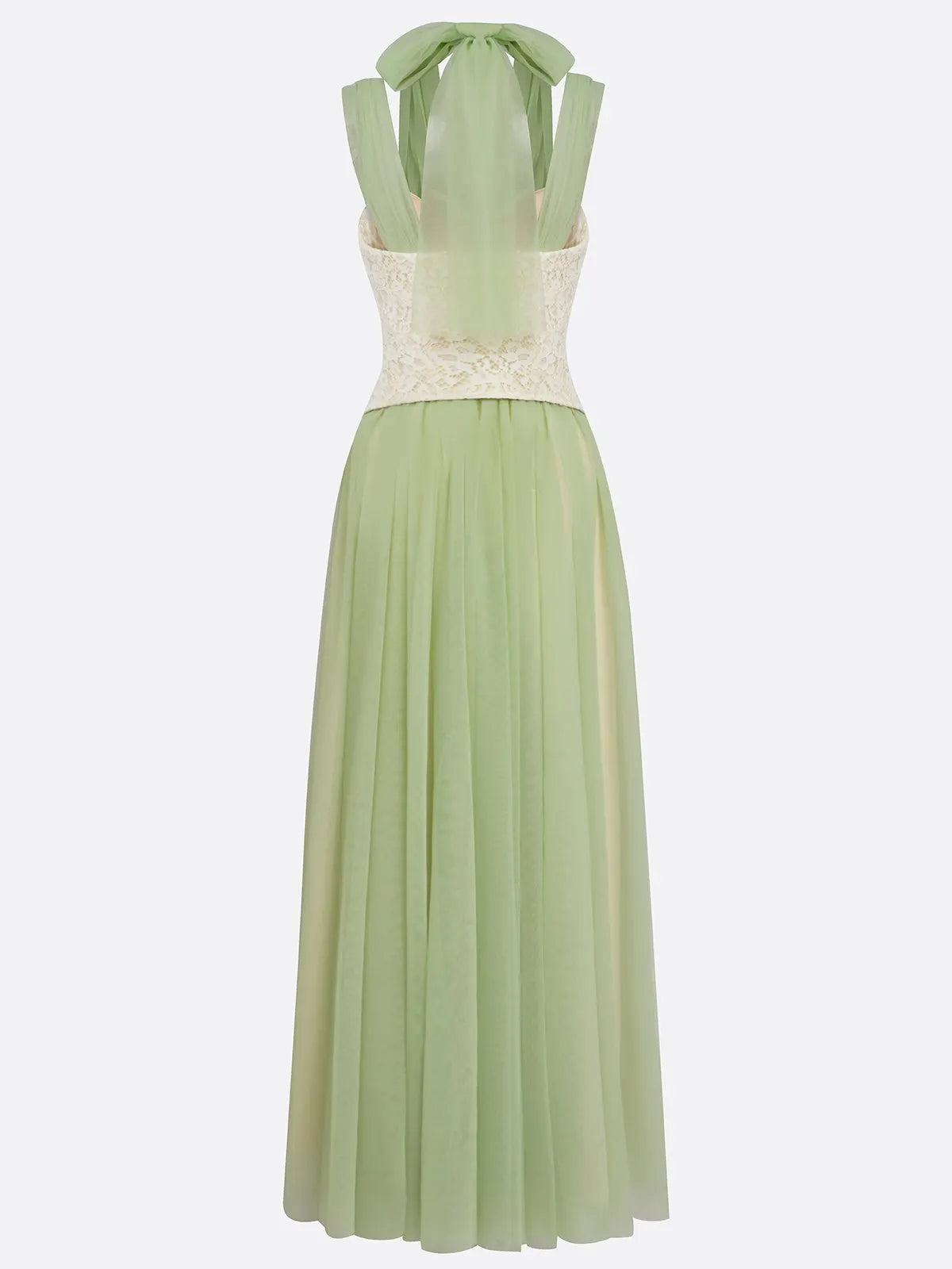 Green Chiffon V Neck Sleeveless A-Line Floor-length Gown Dress
