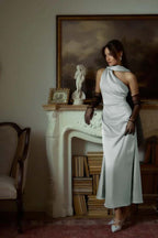 One Shoulder Sleeveless Long Mermaid Prom Dress With Pleated YK0042