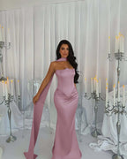 Strapless Sleeveless Long Mermaid Prom Dress With Beading Pleated YK0274