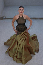 Stunning Halter Sleeveless Long Mermaid Prom Dress With Pleated WQ0122