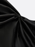 Black 3D Floral Applique Classic Off The Shoulder Short Sleeve Sheath Midi Dress