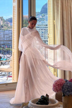 Strapless Sleeveless Long A Line Prom Dress With Pleated Tulle WQ0325
