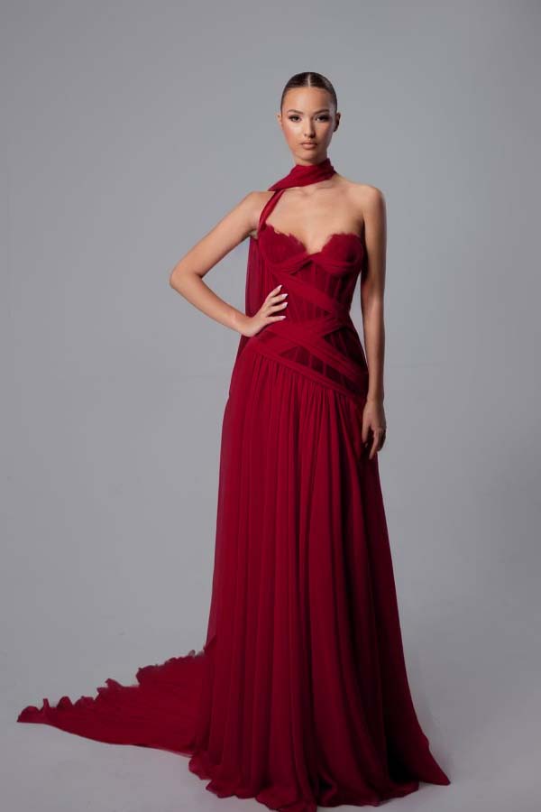 Strapless Sweetheart Sleeveless Long Prom Dress With Pleated WQ0197