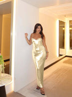 Spaghetti Strap Sleeveless Long Mermaid Prom Dress With Pleated YK0527