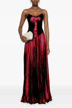 Chic Strapless Sleeveless Long Prom Dress With Ruffles Pleated WQ0236