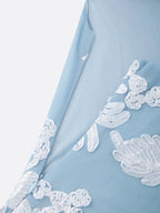 Light Blue Jacquard Classic One Shoulder Sleeveless Mermaid Floor-length Gown Dress