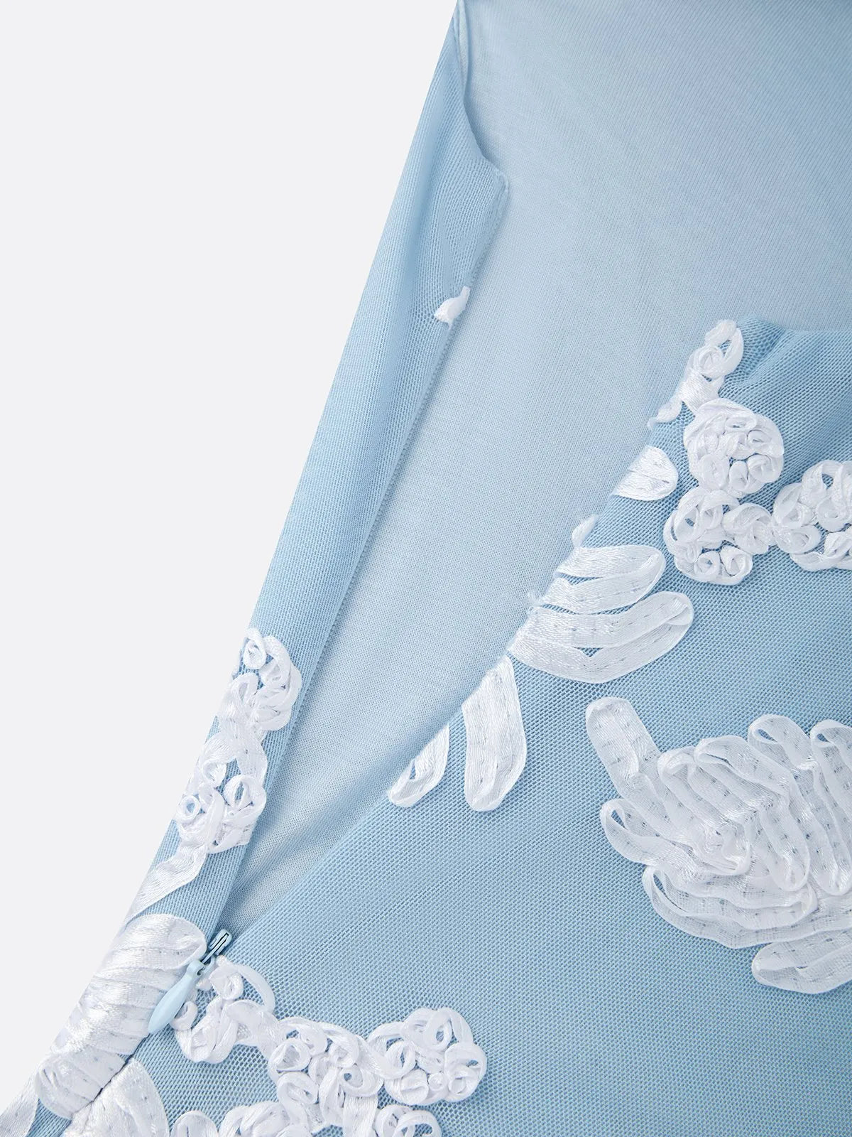 Light Blue Jacquard Classic One Shoulder Sleeveless Mermaid Floor-length Gown Dress