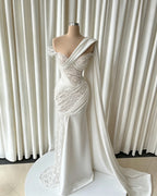 Cocoslly Strapless Sleeveless High Waist Long Prom Dress With Lace And Beading Pearls | Black Satin JZ0166