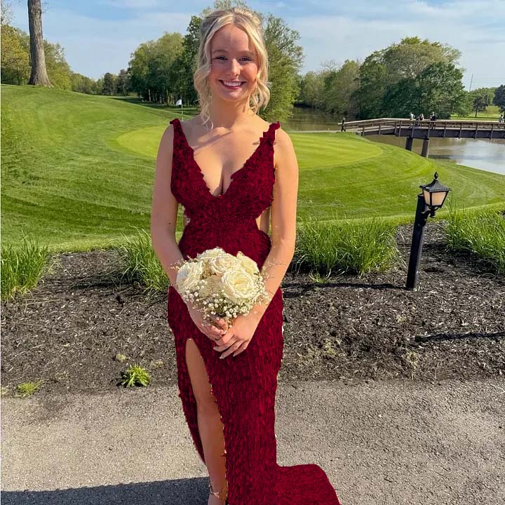 Cocoslly Straps V-Neck Sleeveless High Waist Long Prom Dress With Split | Champage Glod Sequins ZT0893