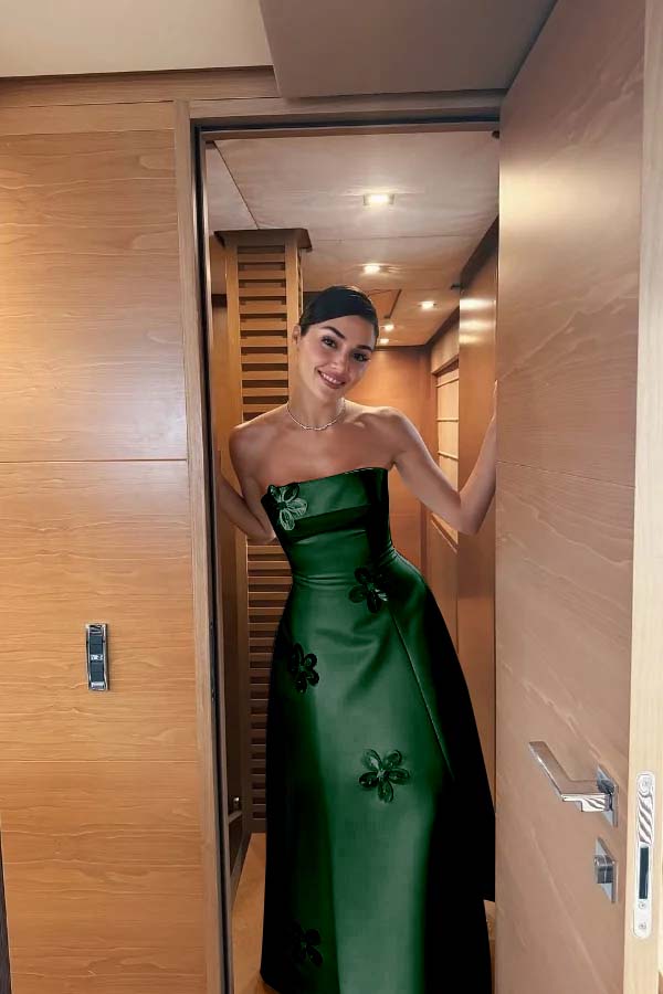 Strapless Sleeveless Long Prom Dress With Pleated Appliques JQ0079