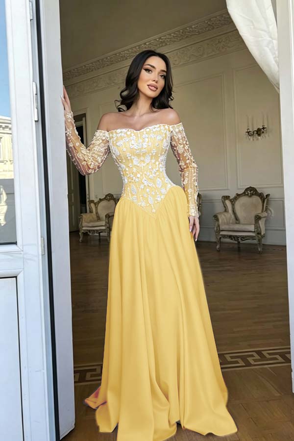 Cocoslly Strapless Long Sleeves High Waist Long Prom Dress With Rhinstone | Red Satin WQ0722