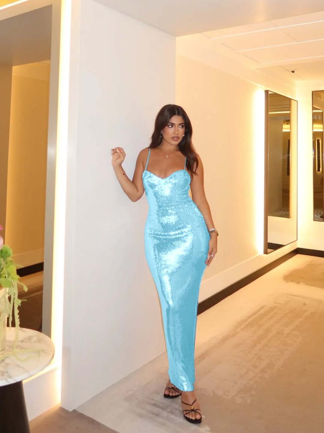 Spaghetti Strap Sleeveless Long Mermaid Prom Dress With Pleated YK0527