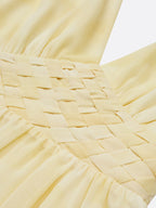 Yellow Woven Chiffon V Neck Sleeveless A-Line Maxi Dress
