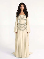 Cocoslly Strapless Sleeveless High Waist Long Prom Dress With Rhinstone | Dusty Sage Chiffon LX0090