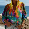 Women's Hippie Floral Print Art Print Shirt
