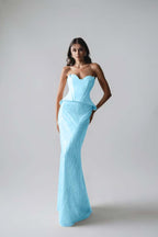 Sleeveless Strapless Long Mermaid Prom Dress With Pleated Sequins WQ0265