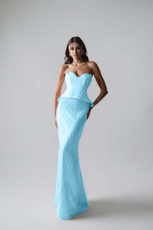Sleeveless Strapless Long Mermaid Prom Dress With Pleated Sequins WQ0265