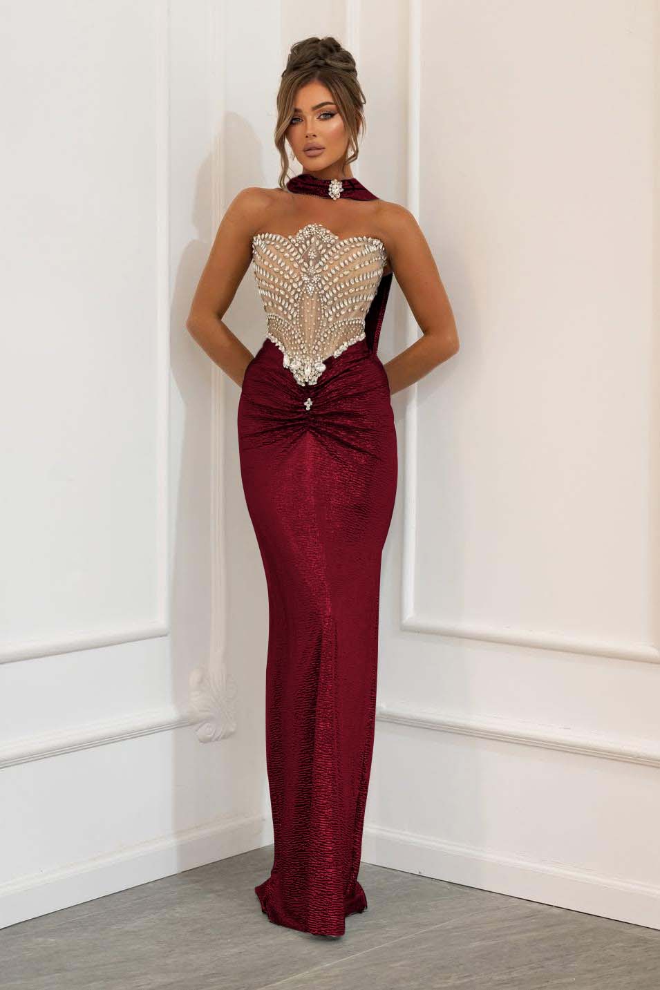 Strapless Sleeveless Long Mermaid Prom Dress With Beading Pleated WQ0179