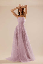 Charming Tulle Strapless Sleeveless Long Prom Dress With Beading YK0107