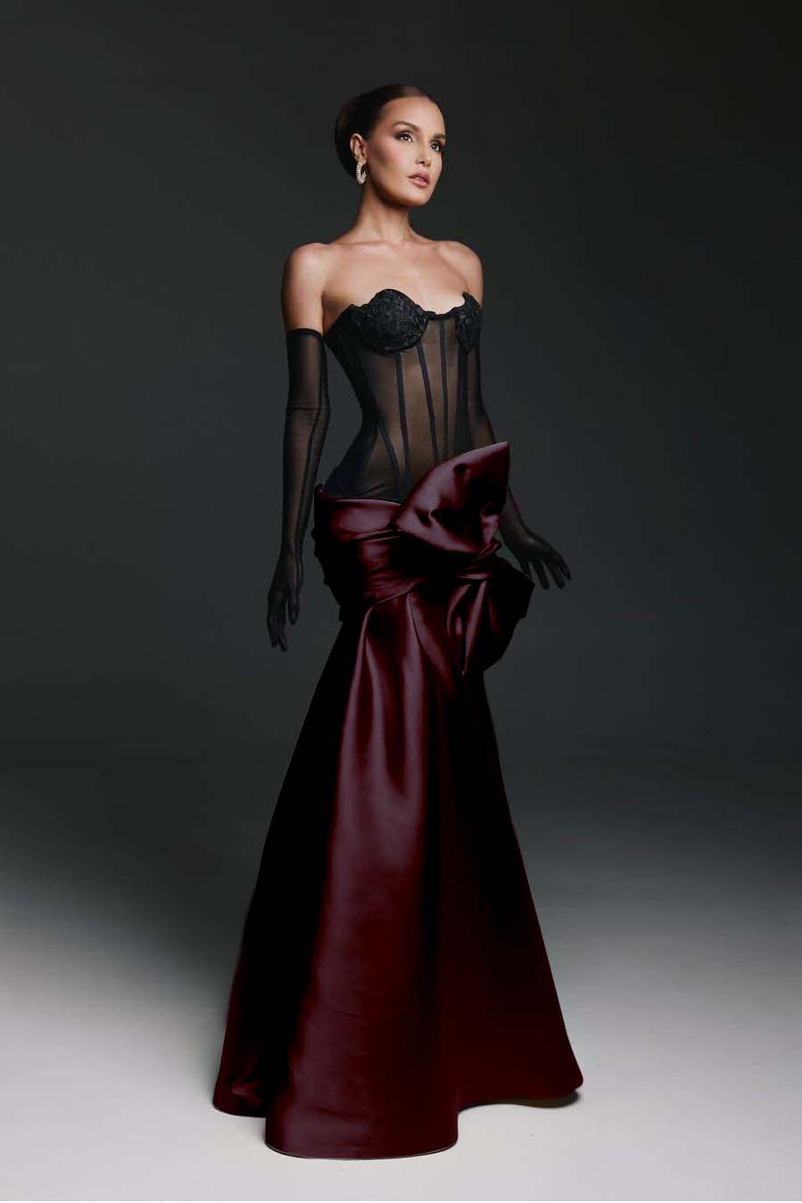 Strapless Sweetheart Sleeveless Long Mermaid Prom Dress With Gloves WQ0174