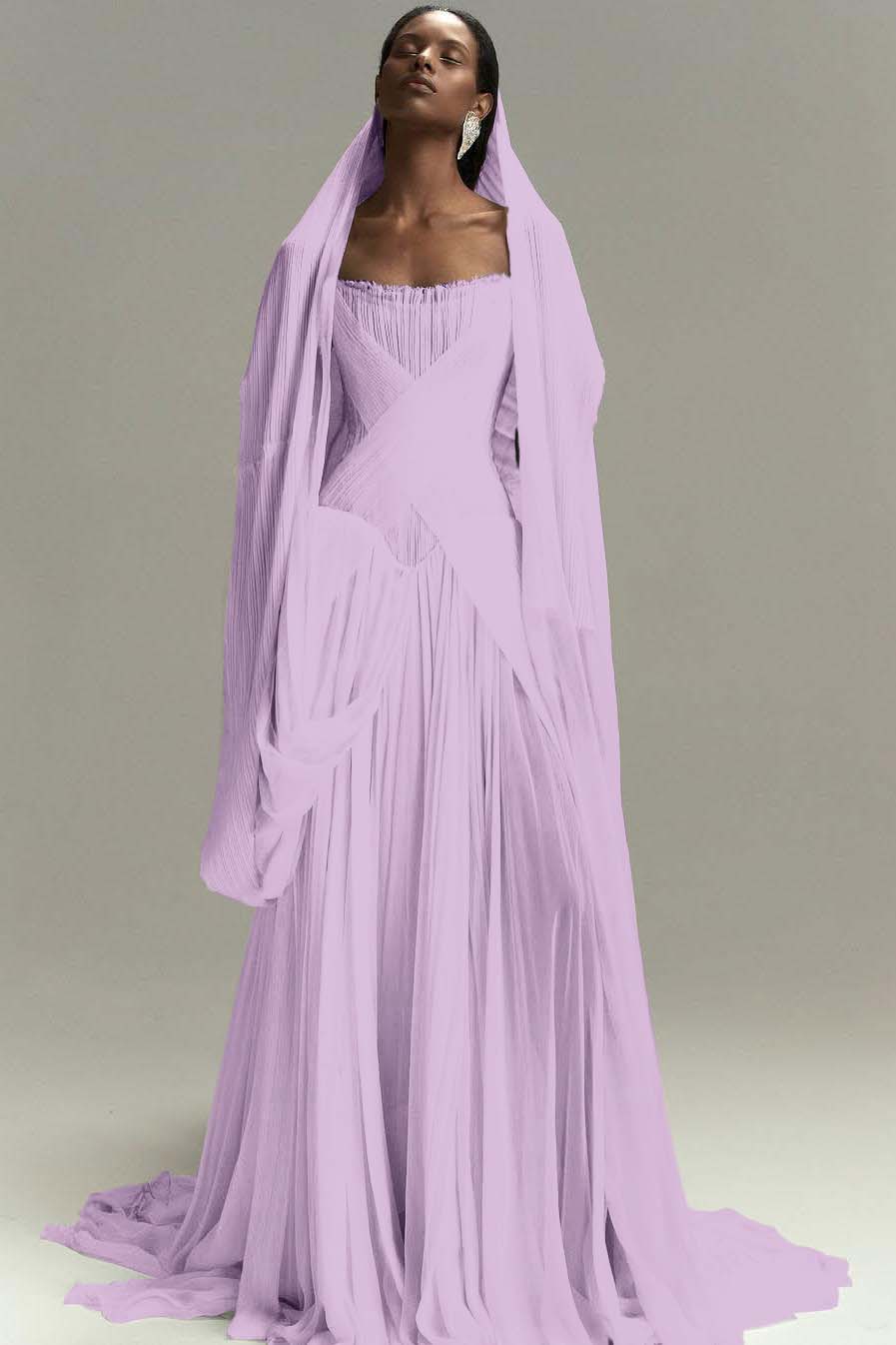 Chic Strapless Sleeveless Long Prom Dress With Pleated Ruffles WQ0086