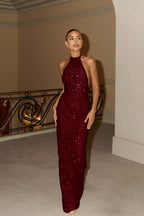 Halter Backless Sleeveless Long Mermaid Prom Dress With Beading WQ0078