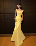 Shining Wide Shoulder Straps Sleeveless Long Mermaid Prom Dress With Pleated YK0715