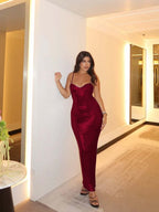 Spaghetti Strap Sleeveless Long Mermaid Prom Dress With Pleated YK0527