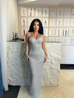 Cocoslly Spaghetti Straps Sleeveless High Waist Long Mermaid  Prom Dress | Brown Sequins YK0969