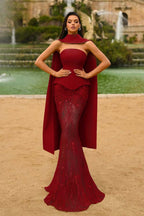 Strapless Sleeveless Long Mermaid Prom Dress With Appliques WQ0321