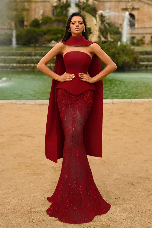 Strapless Sleeveless Long Mermaid Prom Dress With Appliques WQ0321