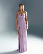 Halter V-Neck Strapless Sleeveless Long Mermaid Prom Dress With Split And Pleated YK0670