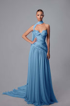 Strapless Sweetheart Sleeveless Long Prom Dress With Pleated WQ0197