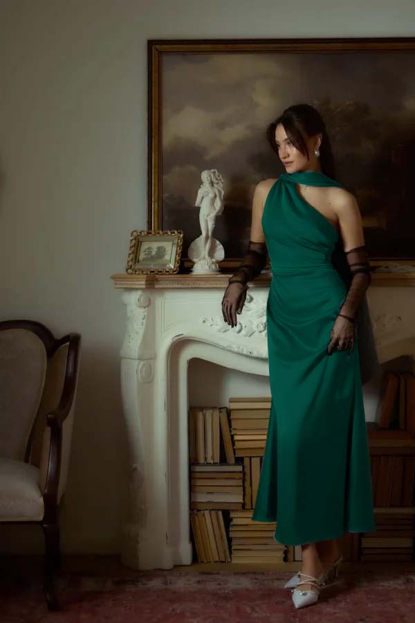 One Shoulder Sleeveless Long Mermaid Prom Dress With Pleated YK0042