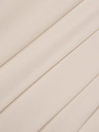 Off White Pleated Ruched Three Quarter Sleeve A-Line Maxi Dress