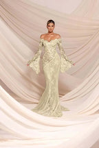 Cocoslly Strapless Sleeveless High Waist Long Mermaid Prom Dress | White Lace And Chiffon WQ0811
