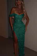 One Shoulder Strapless Sleeveless Long Mermaid Prom Dress With Split MS0185