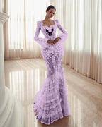 Long Sleeves Sweetheart Long Mermaid Prom Dress With Lace Appliques YK0181