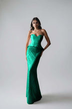 Sleeveless Strapless Long Mermaid Prom Dress With Pleated Sequins WQ0265