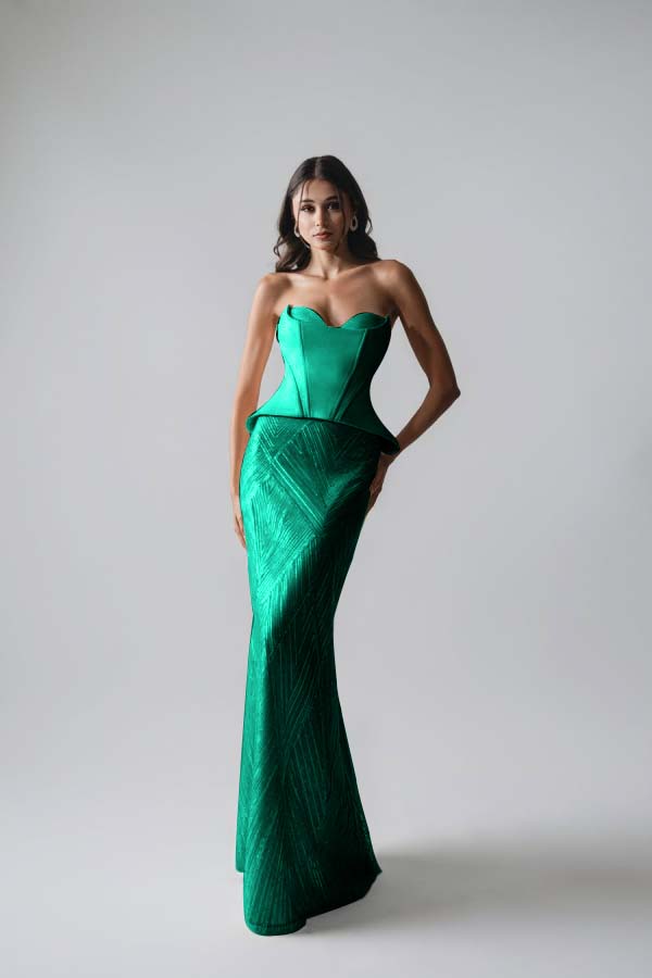 Sleeveless Strapless Long Mermaid Prom Dress With Pleated Sequins WQ0265