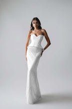 Sleeveless Strapless Long Mermaid Prom Dress With Pleated Sequins WQ0265