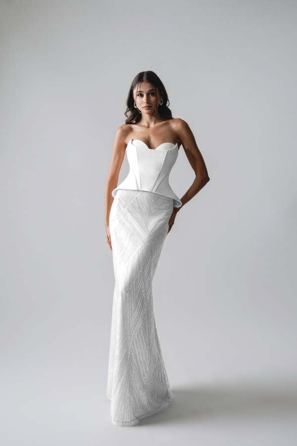 Sleeveless Strapless Long Mermaid Prom Dress With Pleated Sequins WQ0265