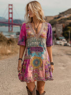 Women's Retro Hippie Soul Patchwork Casual Dress