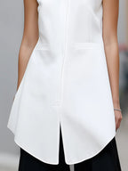 Sleeveless Mandarin Collar Peplum Vest Top