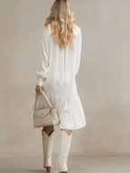 Stylish And Elegant Off-white Ruffled Tencel Denim Midi Dress
