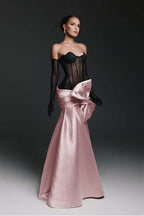 Strapless Sweetheart Sleeveless Long Mermaid Prom Dress With Gloves WQ0174