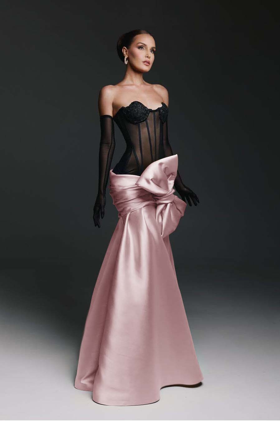 Strapless Sweetheart Sleeveless Long Mermaid Prom Dress With Gloves WQ0174