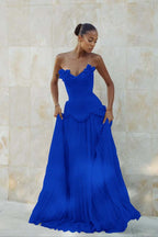 Stunning Strapless Sleeveless Long Prom Dress With Pleated Beading WQ0428